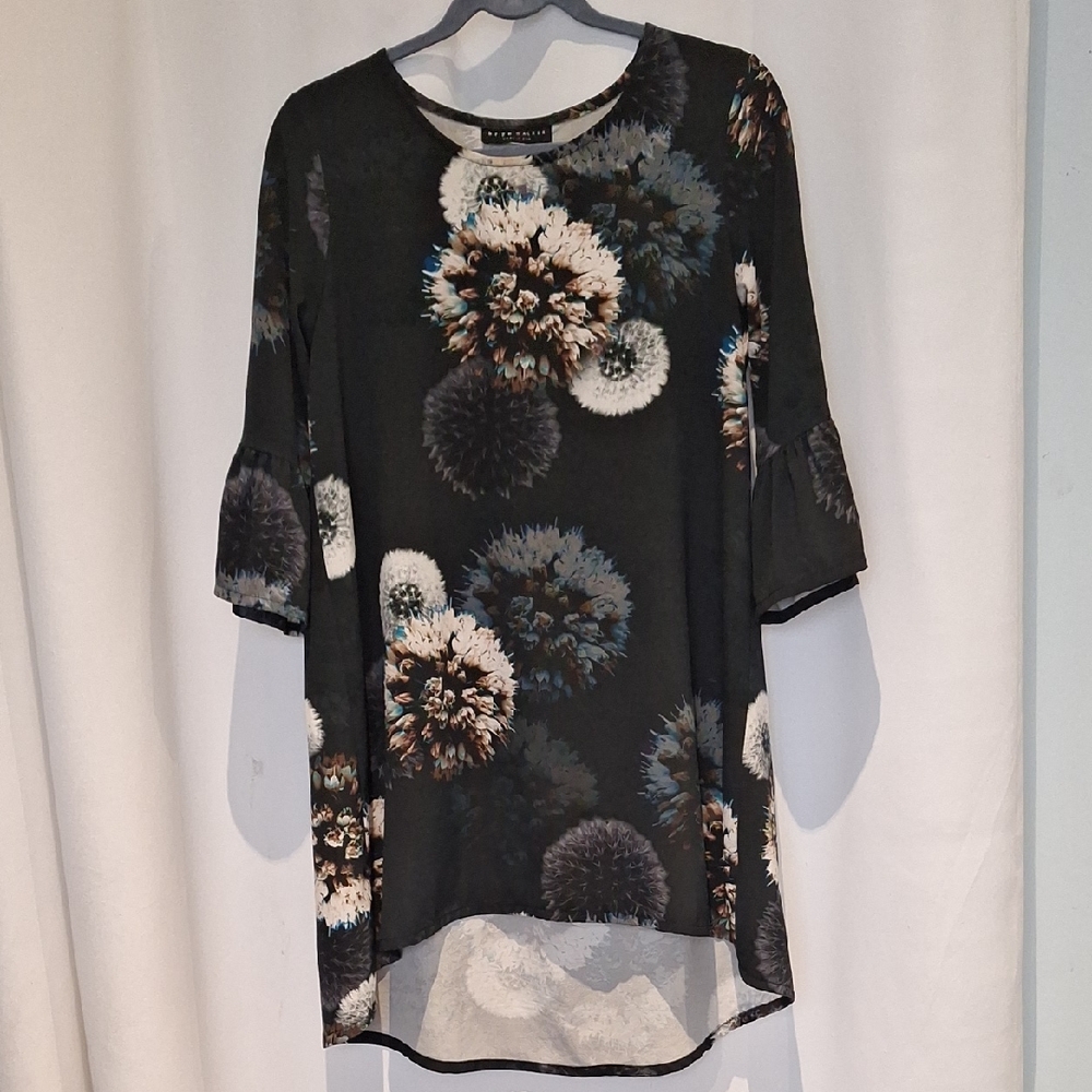 bryn Walker Black Floral Dandelion Tunic Size XS